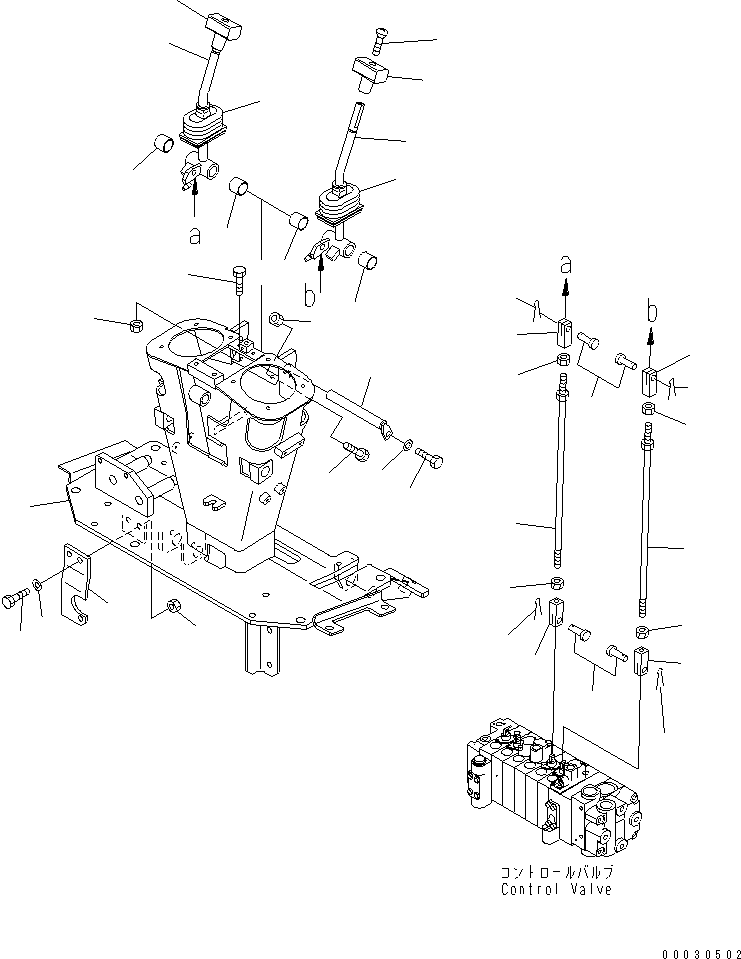 Komatsu parts book diagram for PC12R-8 S/N 10001-UP: TRAVEL CONTROL LEVER (U.S.A. SPEC.)