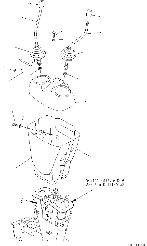 Komatsu parts book diagram for PC12R-8 S/N 10001-UP: WORK EQUIPMENT CONTROL LEVER (U.S.A. SPEC.)