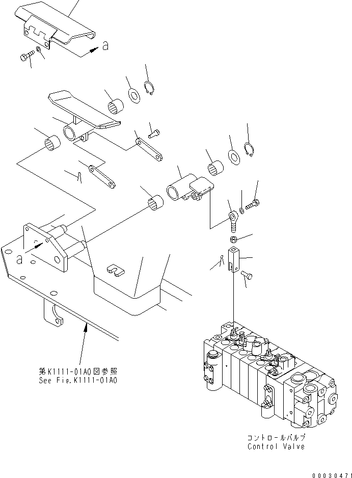 Komatsu parts book diagram for PC12R-8 S/N 10001-UP: BOOM SWING PEDAL AND LINKAGE