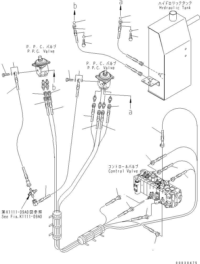 Komatsu parts book diagram for PC12R-8 S/N 10001-UP: P.P.C. VALVE LINE