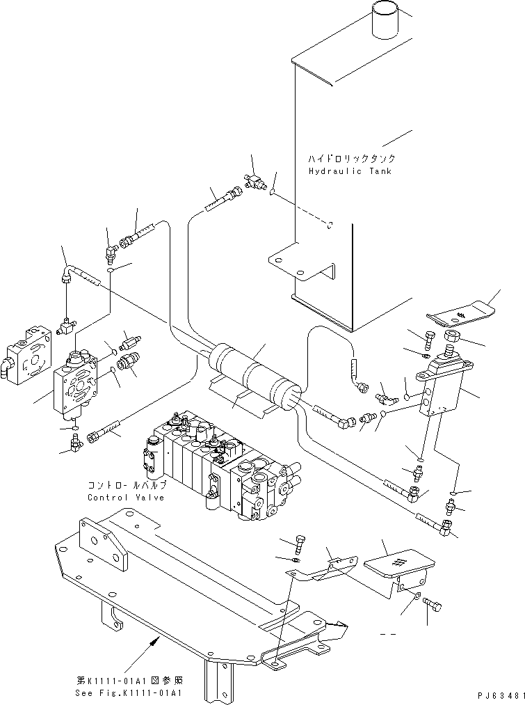 Komatsu parts book diagram for PC12R-8 S/N 10001-UP: ATTACHMENT CONTROL PEDAL AND LINKAGE (2-WAY)
