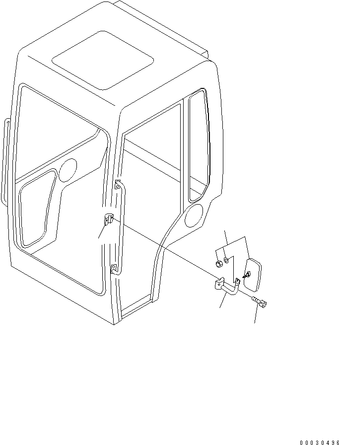 Komatsu parts book diagram for PC12R-8 S/N 10001-UP: REAR VIEW MIRROR (CAB) L.H.