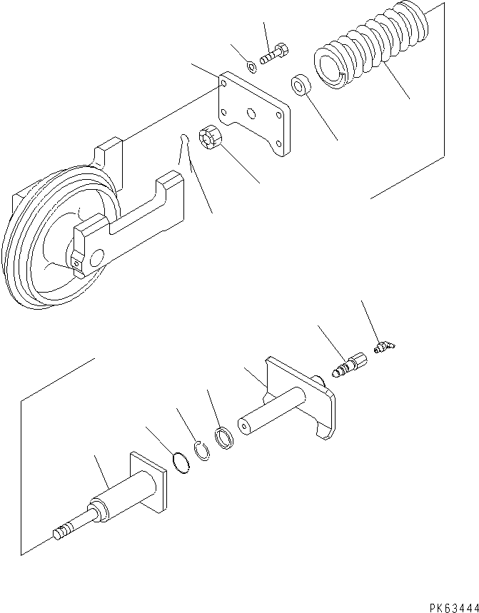 Komatsu parts book diagram for PC12R-8 S/N 10001-UP: IDLER CUSHION (FOR STEEL SHOE)