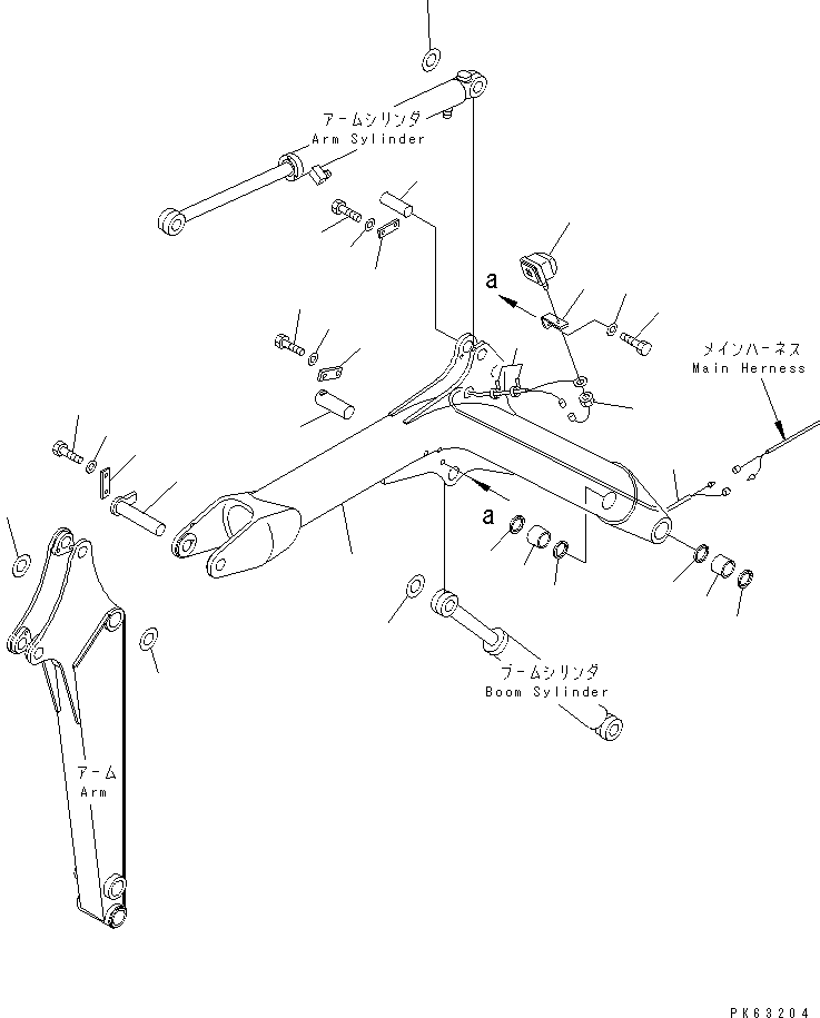 Komatsu parts book diagram for PC12R-8 S/N 10001-UP: BOOM (LONG ARM SPEC.)