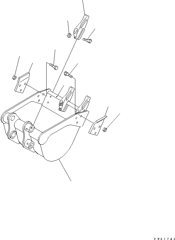Komatsu parts book diagram for PC12R-8 S/N 10001-UP: BUCKET ? 0.035M3 (MINI 0.06M3) WIDTH 400MM