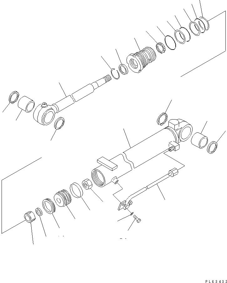 Komatsu parts book diagram for PC12R-8 S/N 10001-UP: B00M CYLINDER (INNER PARTS)