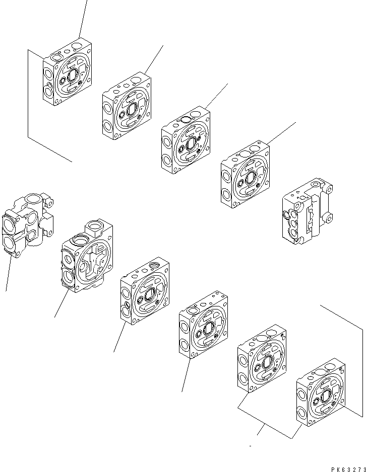 Komatsu parts book diagram for PC12R-8 S/N 10001-UP: MAIN VALVE (1/12)