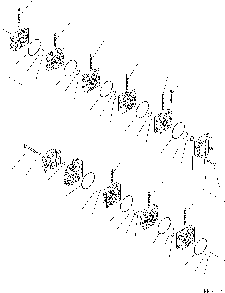 Komatsu parts book diagram for PC12R-8 S/N 10001-UP: MAIN VALVE (3/12)