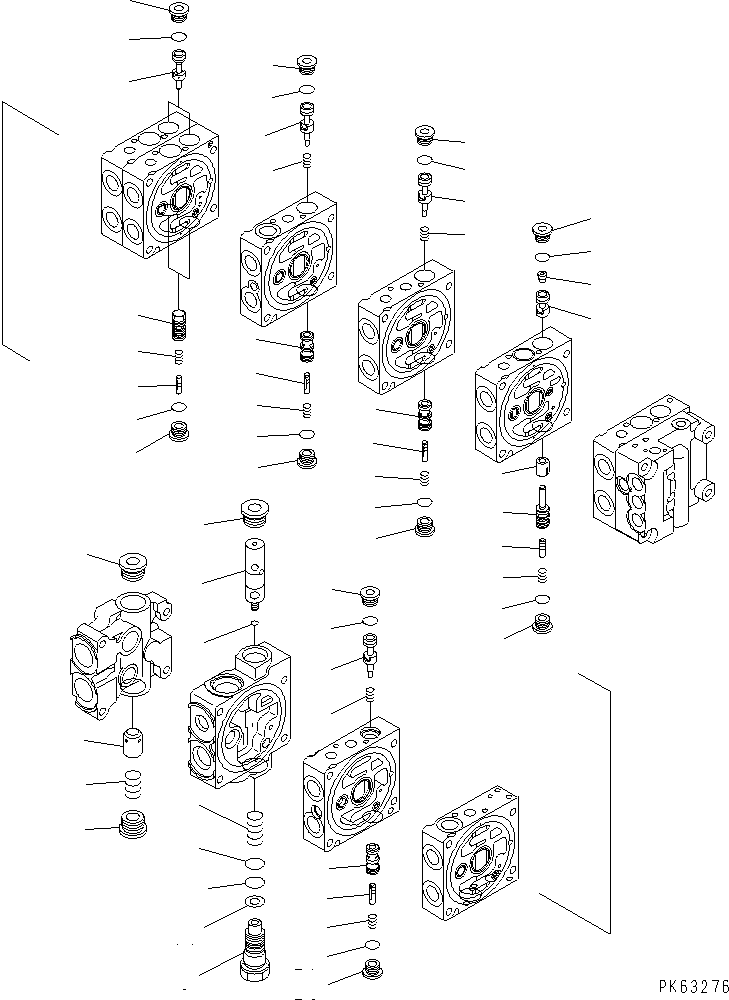 Komatsu parts book diagram for PC12R-8 S/N 10001-UP: MAIN VALVE (6/12)