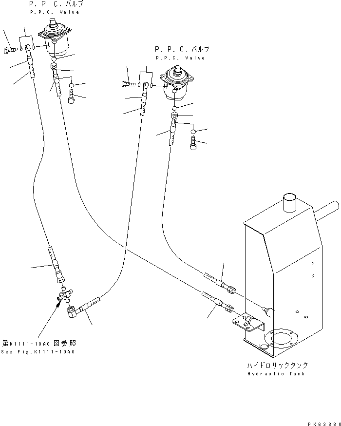 Excavators Komatsu / PC12R-8 S/N 10001-UP(pc12r-8r) / P.P.C. VALVE LINE (2/2)(210340 : K1111-09A0)
