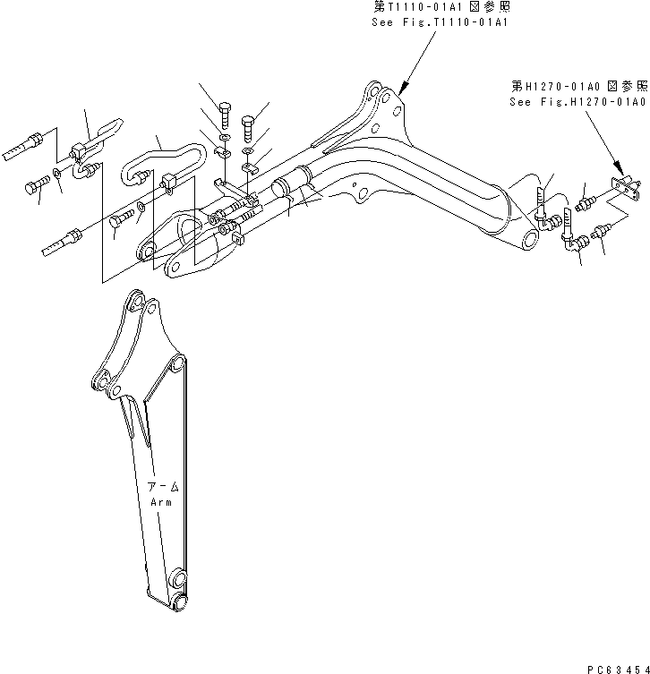 Excavators Komatsu / PC12R-8 S/N 10001-UP(pc12r-8r) / BREAKER PIPING (BOOM)(360140 : T1240-01A0)