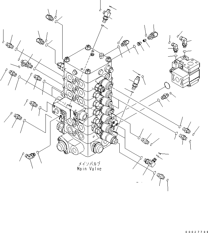 Excavators Komatsu / PC130-7 S/N 70001-UP (For Australia)(pc130-0c) / MAIN VALVE (CONNECTING PARTS) (2/2) (1 ACTUATOR) (WITH DRIFT PREVENTIVE)(#70263-)(150030 : H0120-02A5)