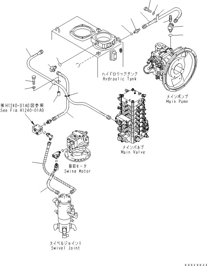 Excavators Komatsu / PC130-7 S/N 70001-UP (For Australia)(pc130-0c) / DRAIN LINE (WITH BOOM AND ARM DRIFT PREVENTIVE)(#70263-)(150100 : H0340-01A3)