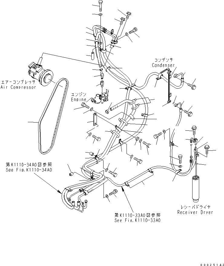 Excavators Komatsu / PC130-7 S/N 70001-UP (For Australia)(pc130-0c) / AIR CONDITIONER (PIPING)(#70014-)(210100 : K0700-02A0A)