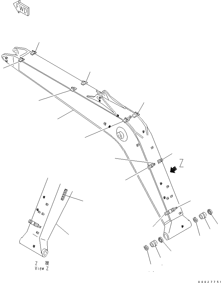 Excavators Komatsu / PC130-7 S/N 70001-UP (For Australia)(pc130-0c) / BOOM (BOOM) (100 HOURS LUBRICATING) (WITH ARM LOCK VALVE)(#70263-)(360020 : T1110-01A4)