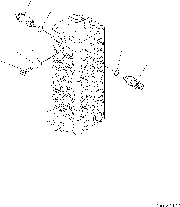 Excavators Komatsu / PC130-7 S/N 70001-UP (For Australia)(pc130-0c) / MAIN VALVE (7-VALVE) (13/13) (WITH DRIFT PREVENTIVE)(#70263-)(480360 : Y1662-33A0)