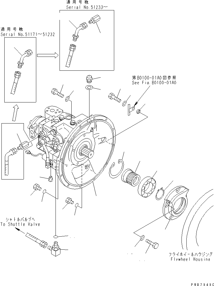 Excavators Komatsu / PC130-6G S/N 45001-UP(pc130-2r) / MAIN PUMP (PUMP ? FILLER AND COUPLING)(#51000-51345)(150230 : H0210-01A3A)
