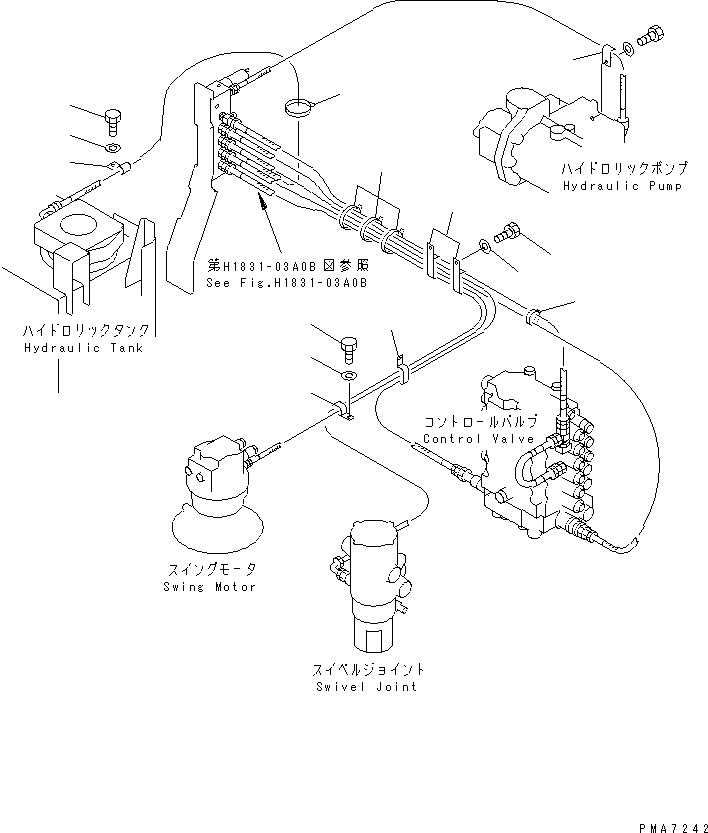 Excavators Komatsu / PC130-6G S/N 45001-UP(pc130-2r) / SOLENOID VALVE LINE (SOLENOID VALVE PIPING CLIP)(#50201-50386)(151180 : H1831-04A0B)