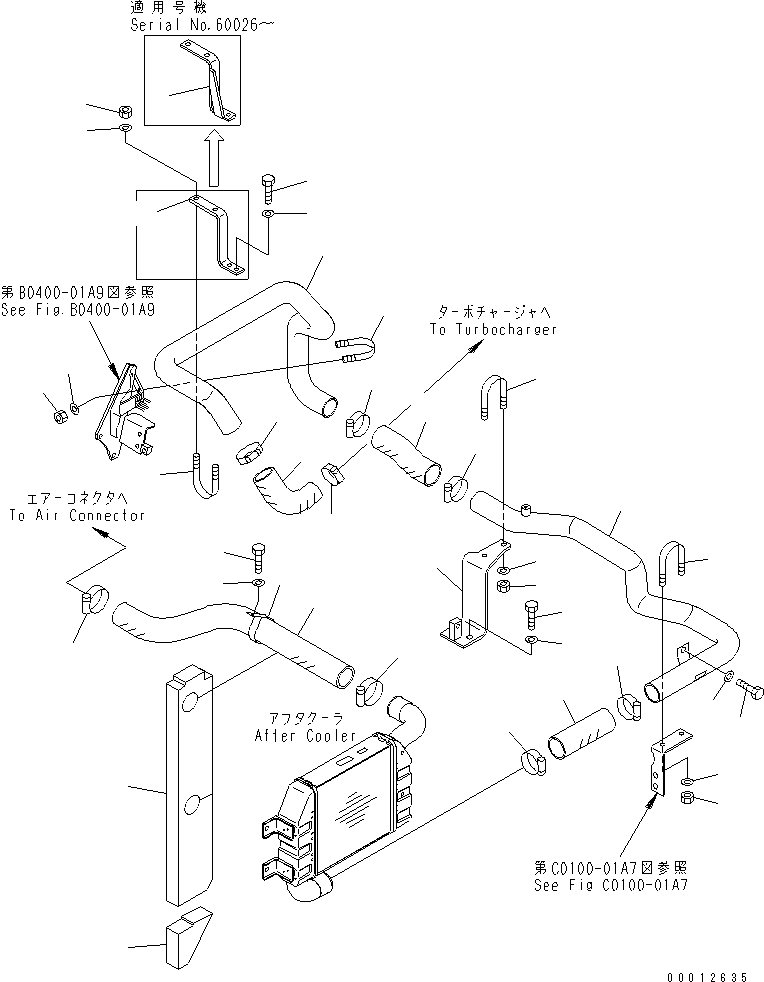Excavators Komatsu / PC130-6E0-T2 S/N 60001-UP(pc130-4r) / COOLING (CAC PIPING)(060040 : C0100-04A7)