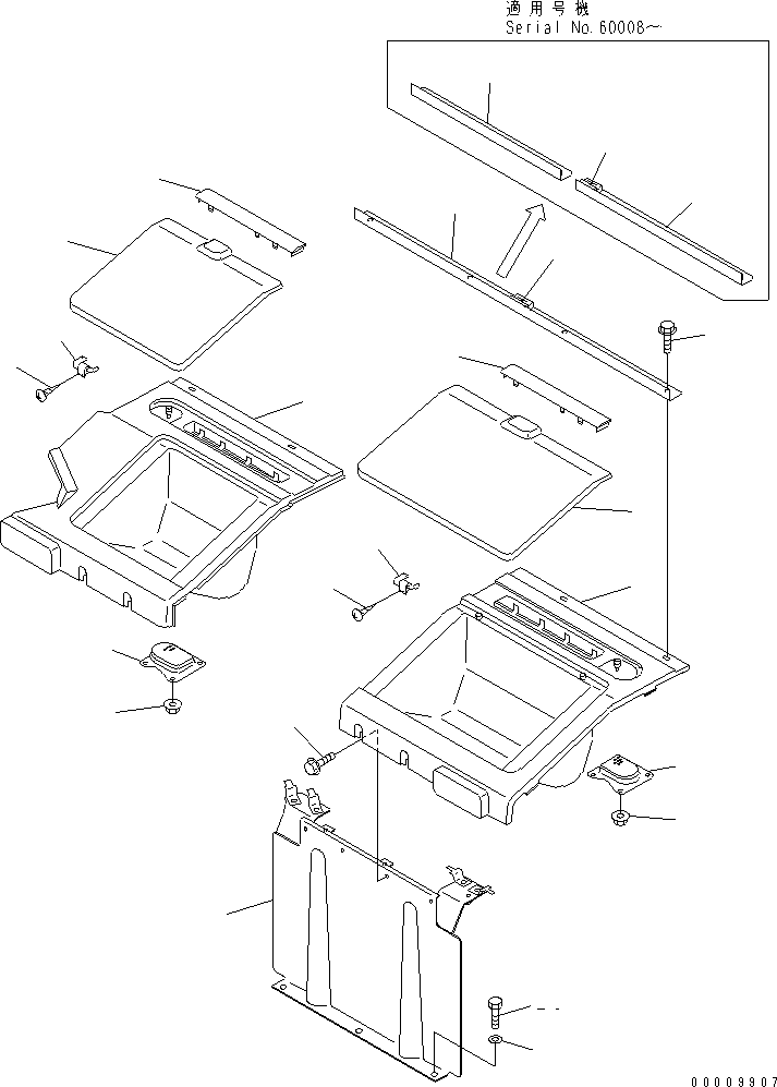 Excavators Komatsu / PC130-6E0-T2 S/N 60001-UP(pc130-4r) / SEAT REAR COVER (WITHOUT SPEAKER)(210090 : K0180-01A8)