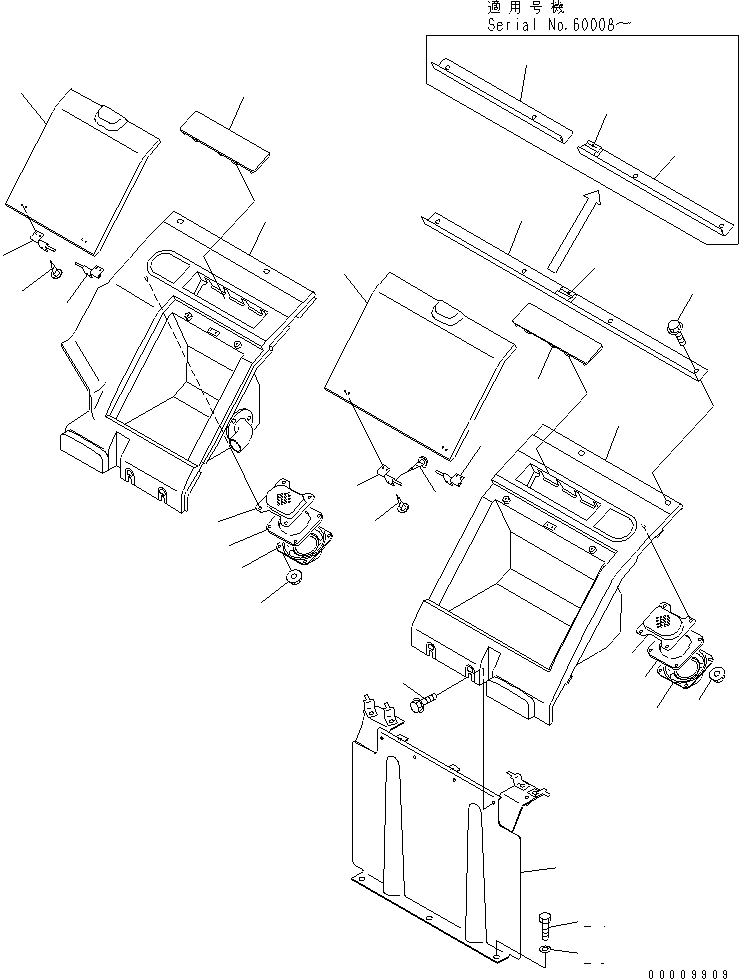 Excavators Komatsu / PC130-6E0-T2 S/N 60001-UP(pc130-4r) / SEAT REAR COVER (WITH SPEAKER) (WITH AIR CONDITIONER)(210110 : K0180-01B0)