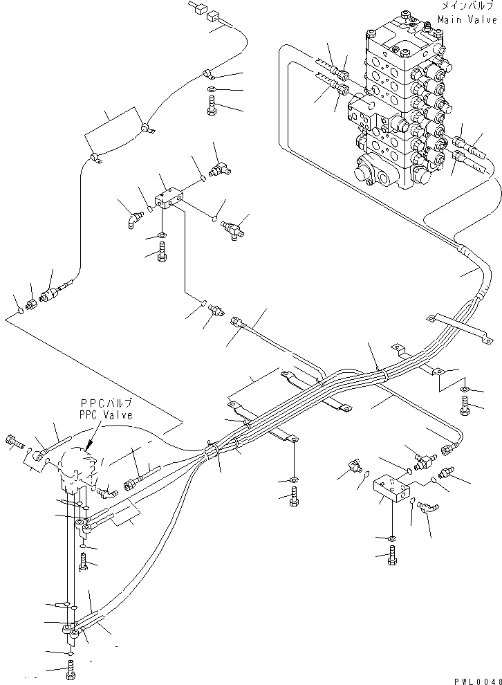 Excavators Komatsu / PC130-6E0-T2 S/N 60001-UP(pc130-4r) / FLOOR FRAME (P.P.C. TRAVEL PIPING) (1 ACTUATOR)(210570 : K1110-11A1)