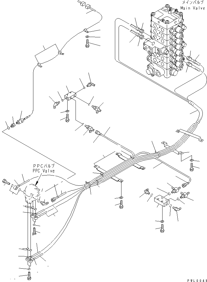 Excavators Komatsu / PC130-6E0-T2 S/N 60001-UP(pc130-4r) / FLOOR FRAME (P.P.C. TRAVEL PIPING) (2 ACTUATOR)(210580 : K1110-11A8)