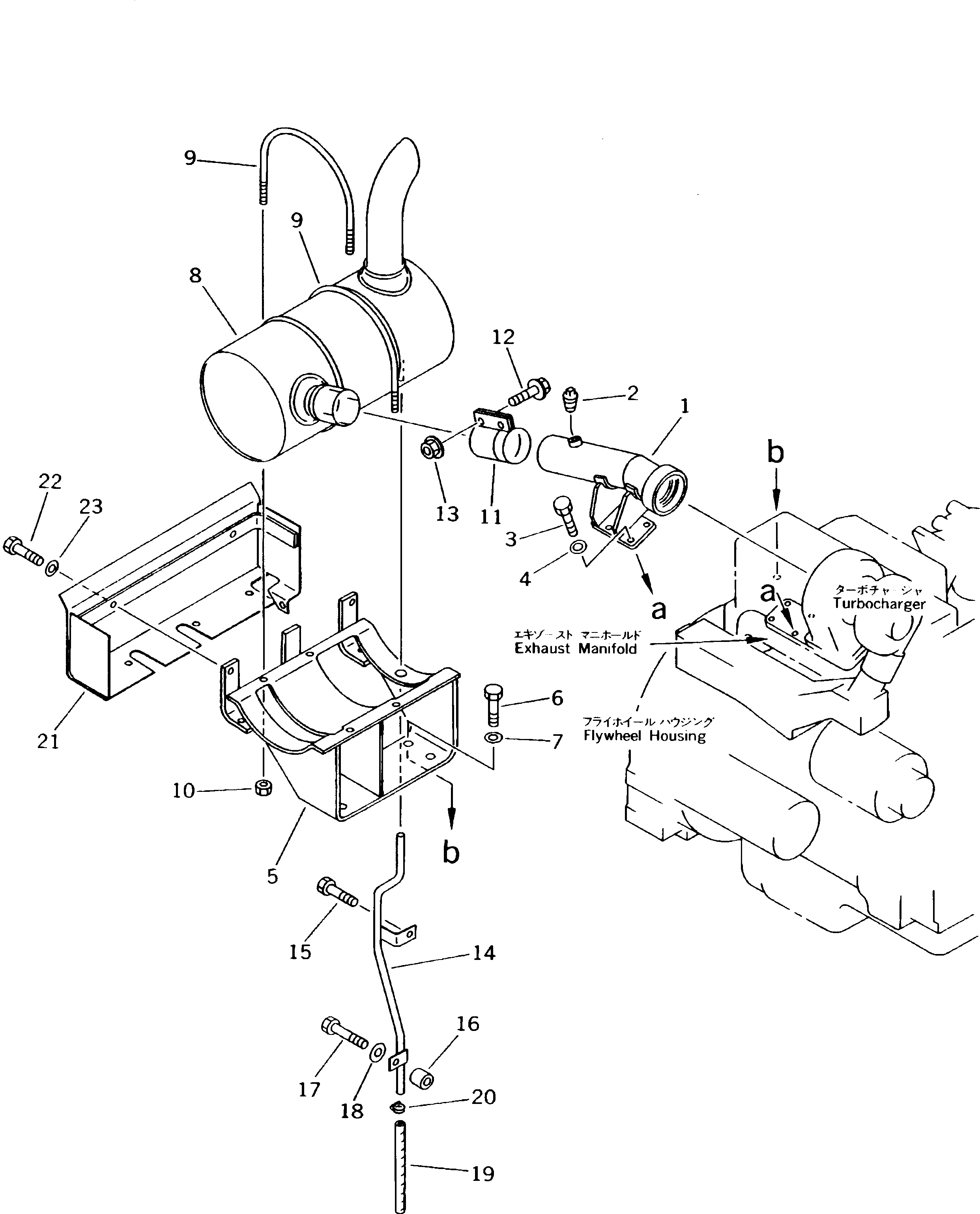 Excavators Komatsu / PC130-5K S/N K20655-UP(pc130-5u) / MUFFLER AND PIPING(030040 : 1111)