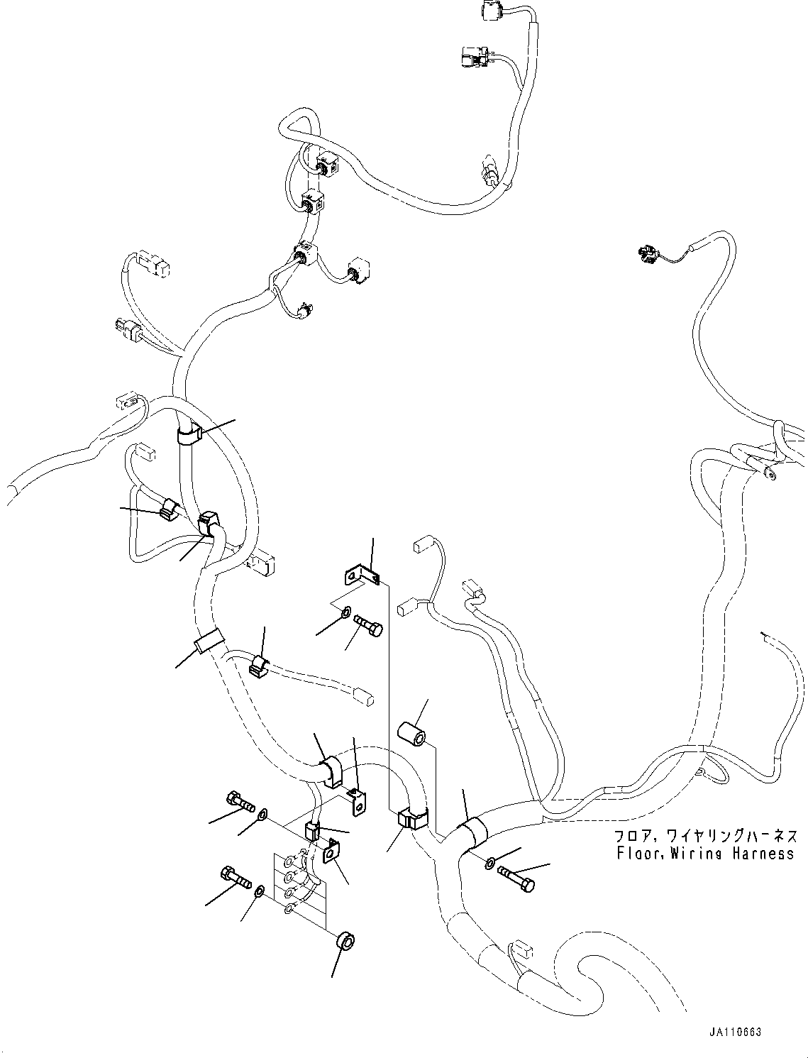 Excavators Komatsu / PC138US-11E0 S/N F60001 AND UP(pc1381e0) / ELECTRIC WIRING HARNESS, FLOOR, WIRING HARNESS MOUNTING (3/4)(E0200-001004 : E0200-001004)