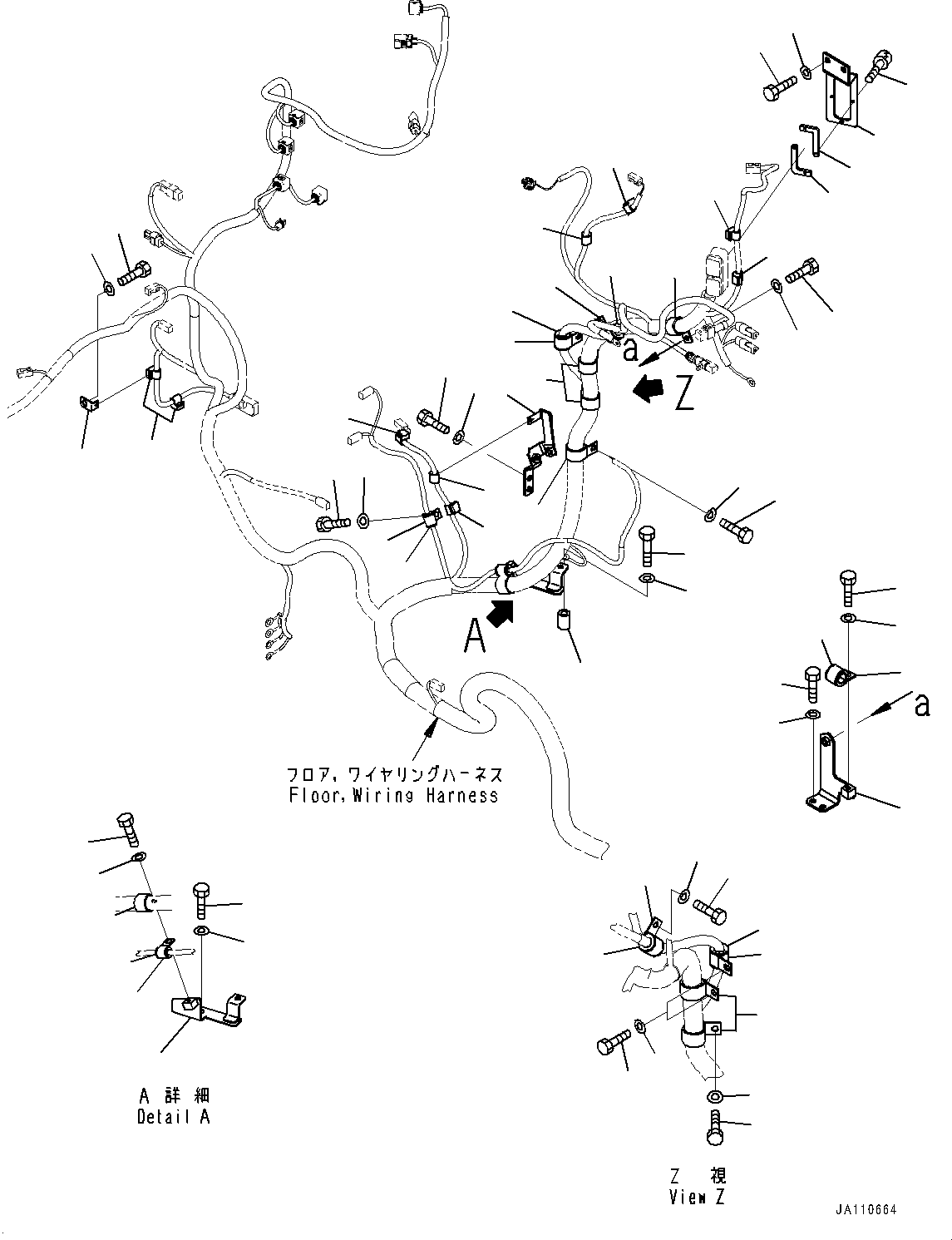 Excavators Komatsu / PC138US-11E0 S/N F60001 AND UP(pc1381e0) / ELECTRIC WIRING HARNESS, FLOOR, WIRING HARNESS MOUNTING (4/4)(E0200-001005 : E0200-001005)