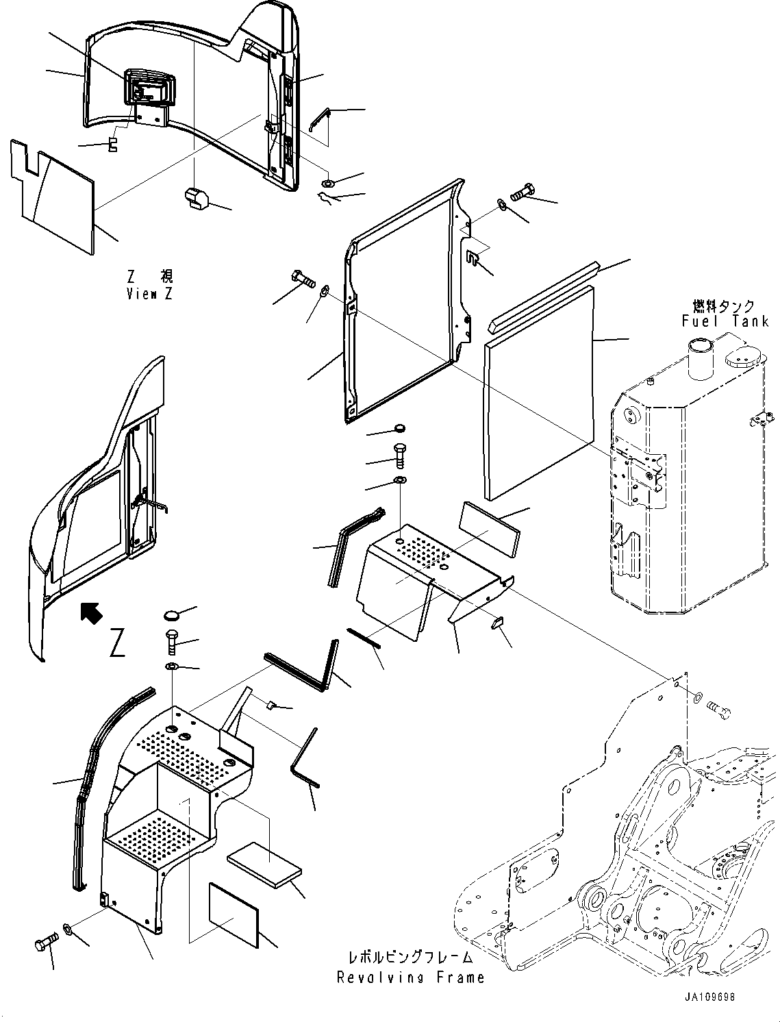 Excavators Komatsu / PC138US-11E0 S/N F60001 AND UP(pc1381e0) / FRONT COVER, COVER AND SHEET(M1230-001001 : M1230-001001)