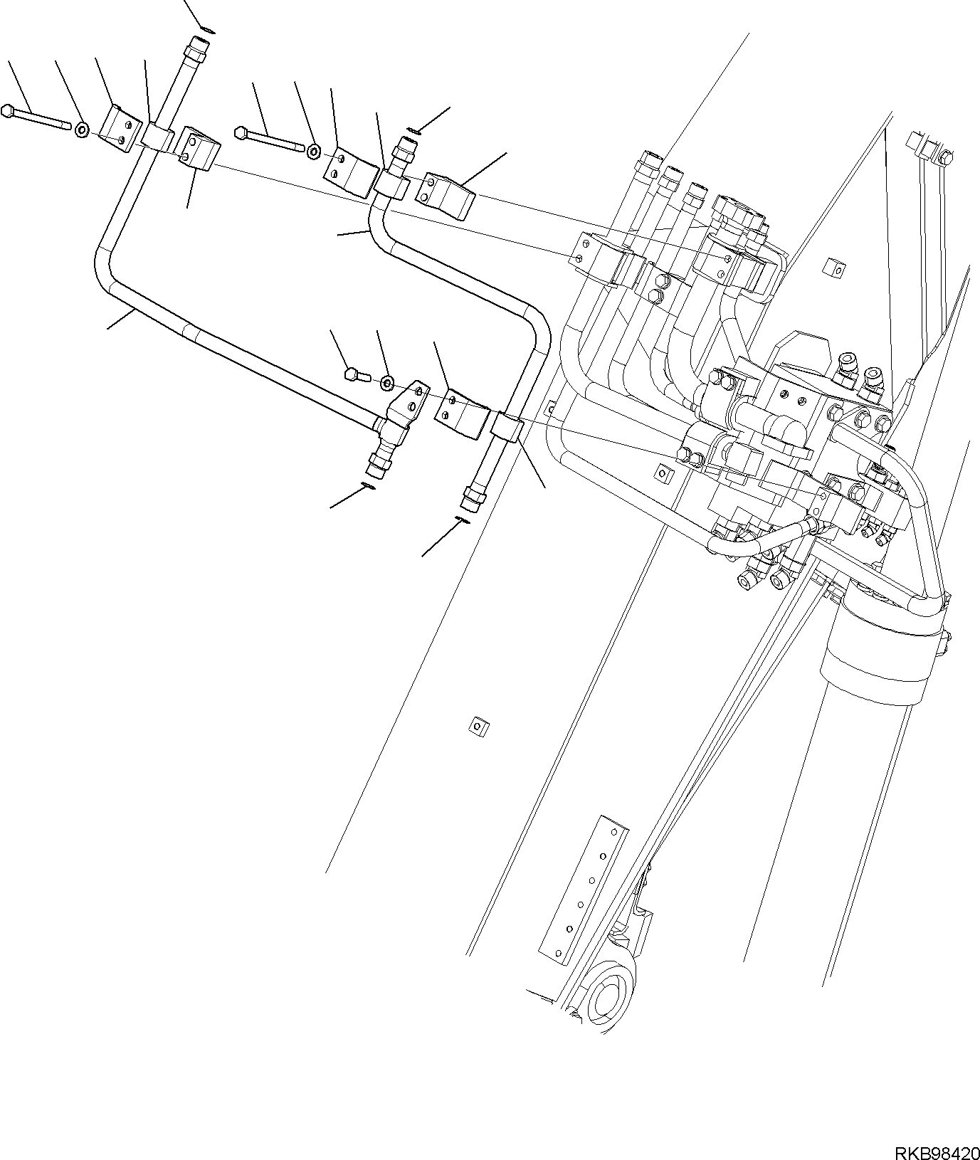Excavators Komatsu / PC138US-11E0 S/N F60001 AND UP(pc1381e0) / 2-PIECE BOOM, 2ND ATTACHMENT LINE PIPING(T1110-007005 : T1110-007005)