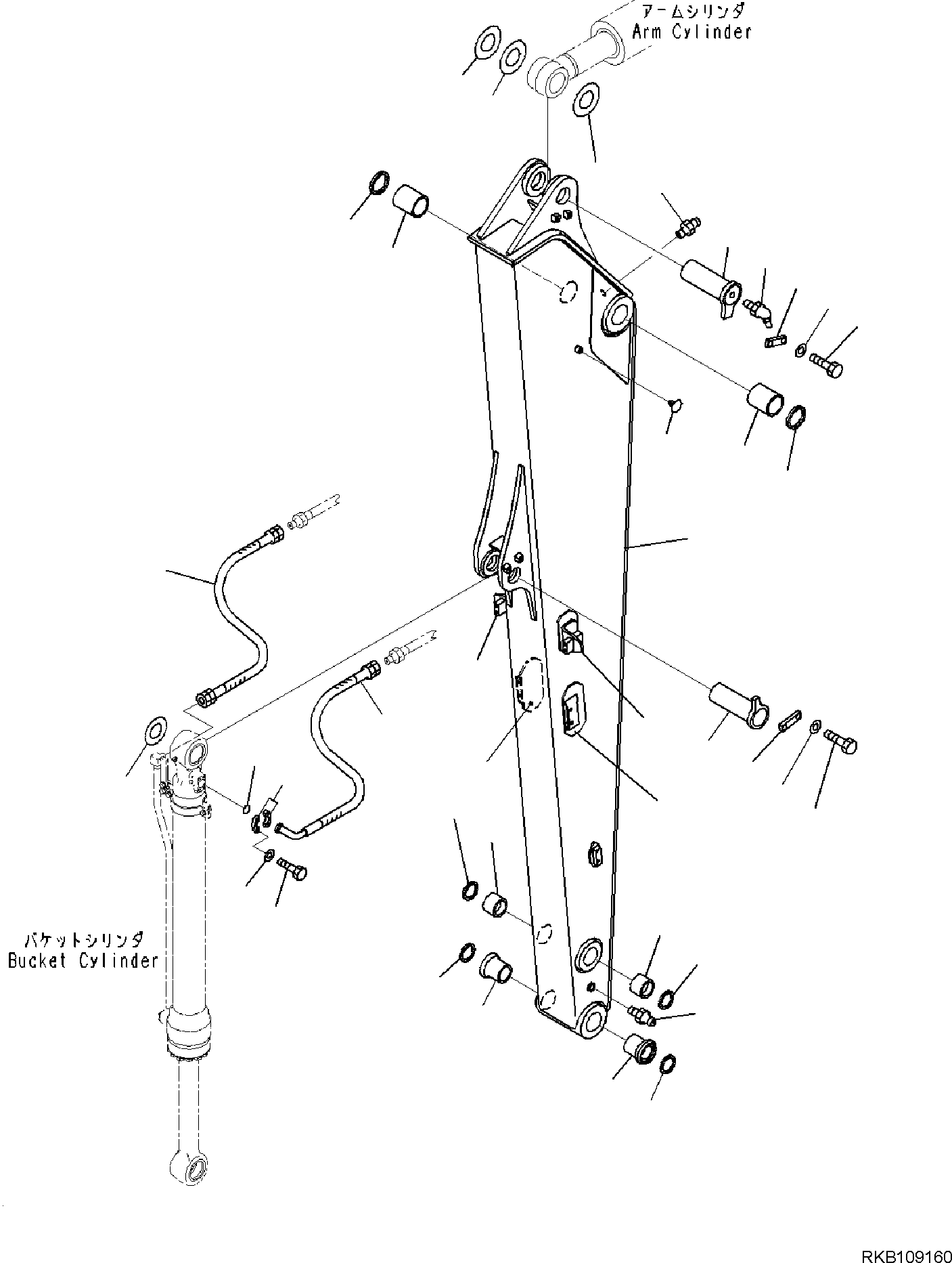 Excavators Komatsu / PC138US-11E0 S/N F60001 AND UP(pc1381e0) / ARM, ARM AND BUCKET CYLINDER PIPING(T1210-007001 : T1210-007001)