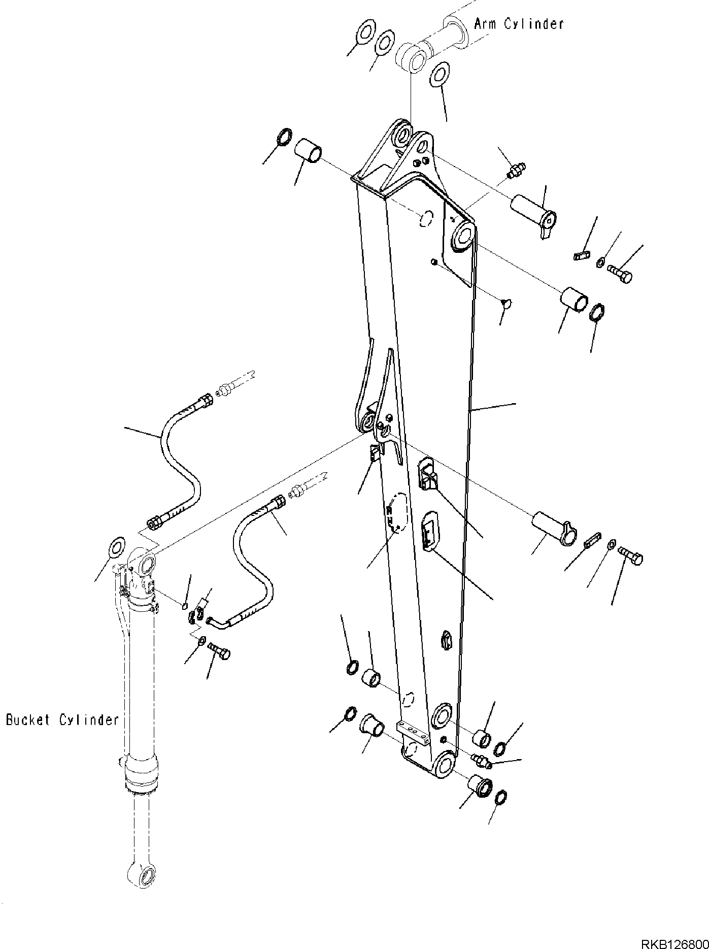 Excavators Komatsu / PC138US-11E0 S/N F60001 AND UP(pc1381e0) / ARM, ARM AND BUCKET CYLINDER PIPING(T1210-006001 : T1210-006001)