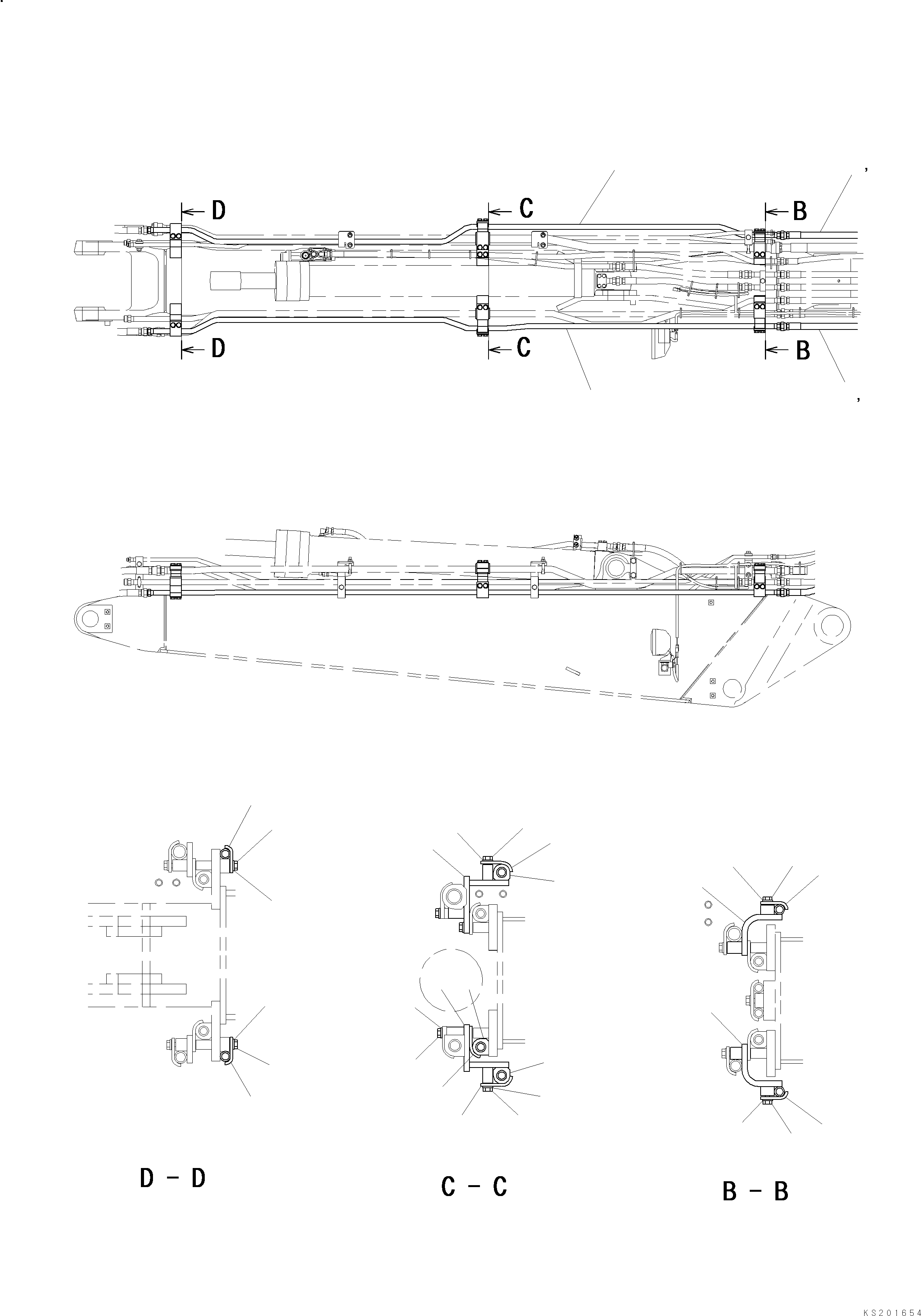 Komatsu parts book diagram for PC138US-8 2 PIECE BOOM S/N 20868-UP: SECOND BOOM  HCU-C PIPING