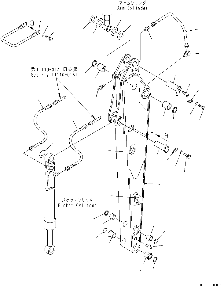 Excavators Komatsu / PC138US-2E S/N 4501-UP (For EU)(pc138u0c) / STRENGTH ARM (ARM AND PIN) (FOR ATTACHMENT)(360150 : T1210-01A4)