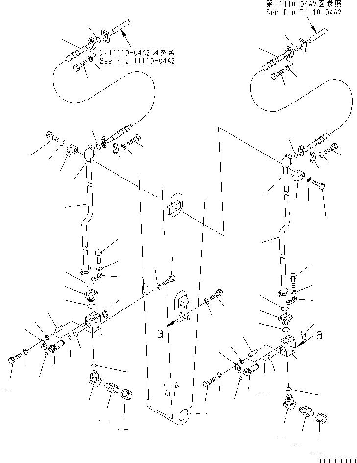 Excavators Komatsu / PC138US-2E S/N 4501-UP (For EU)(pc138u0c) / LONG ARM (ADDITIONAL LINE) (FOR 1-ATTACHMENT)(360200 : T1210-02A7)