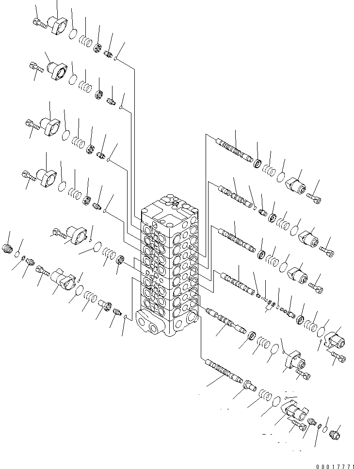 Excavators Komatsu / PC138US-2E S/N 4501-UP (For EU)(pc138u0c) / MAIN VALVE (8-VALVE) (2/14) (FOR ATTACHMENT AND BLADE)(450520 : Y1664-02A0)