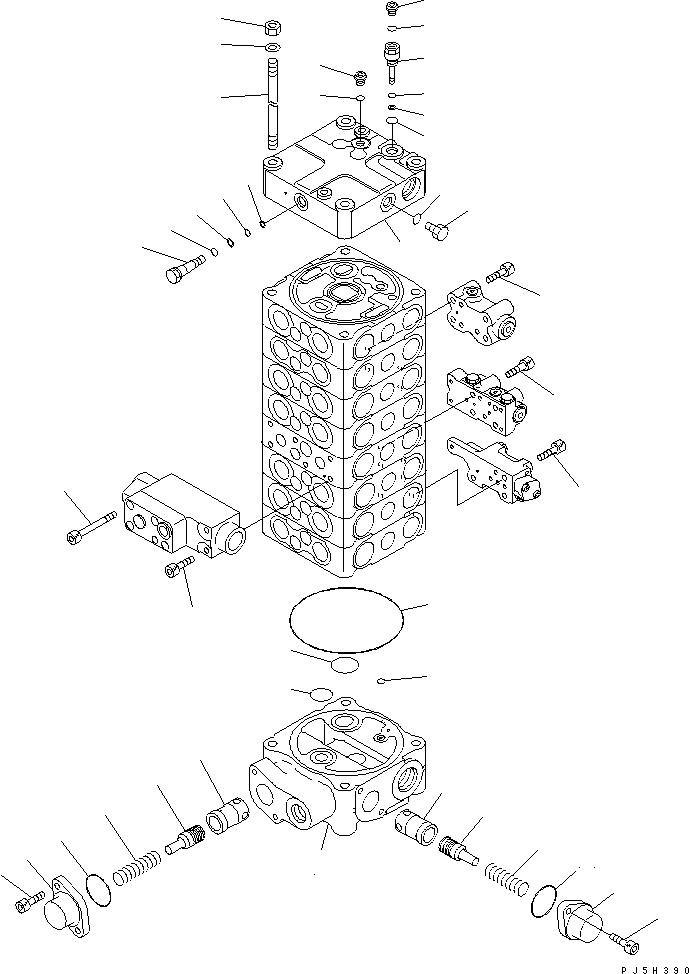 Excavators Komatsu / PC138US-2E S/N 4501-UP (For EU)(pc138u0c) / MAIN VALVE (8-VALVE) (5/15) (FOR 2-ACTUATOR ATTACHMENT)(450690 : Y1664-25A0)