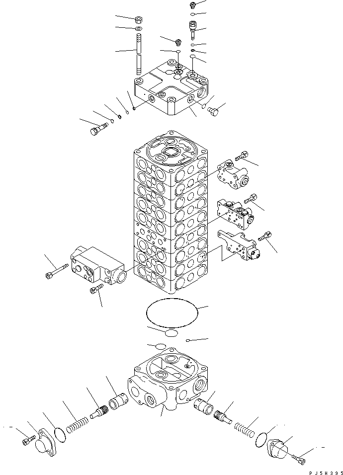 Excavators Komatsu / PC138US-2E S/N 4501-UP (For EU)(pc138u0c) / MAIN VALVE (9-VALVE) (5/16) (FOR 2-ACTUATOR ATTACHMENT AND BLADE)(450840 : Y1666-05A0)