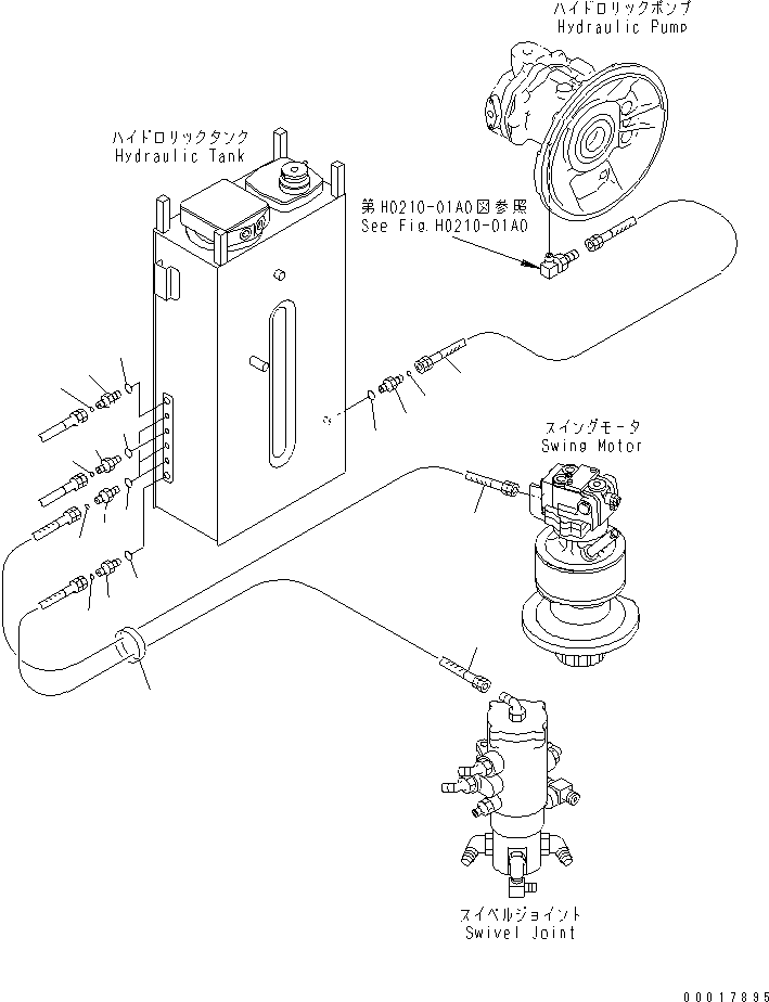 Komatsu parts book diagram for PC138US-2-A S/N 4501-UP: DRAIN LINE