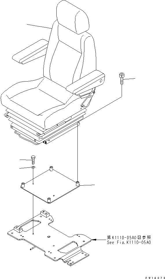 Komatsu parts book diagram for PC138US-2-A S/N 4501-UP: OPERATOR'S SEAT (TILT)