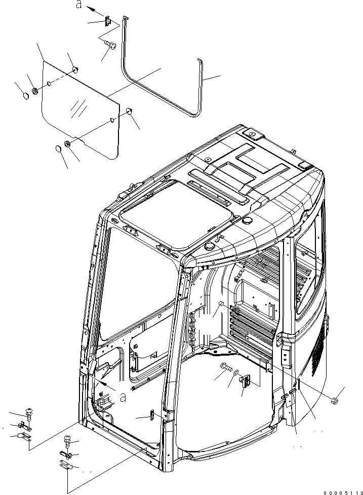Komatsu parts book diagram for PC138US-2-A S/N 4501-UP: OPERATOR'S CAB (FRONT LOWER WINDOW)
