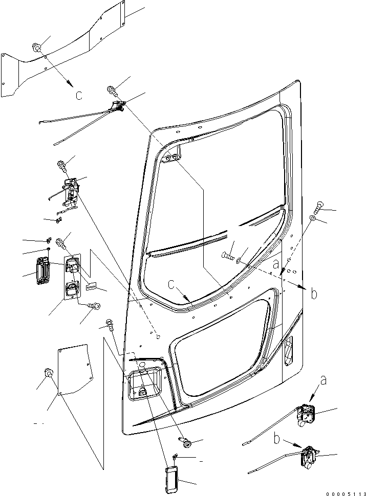 Komatsu parts book diagram for PC138US-2-A S/N 4501-UP: OPERATOR'S CAB (DOOR LOCK LINKAGE) (WITH DOOR SASH)