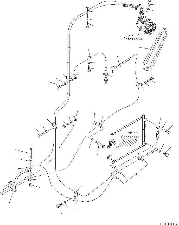 Komatsu parts book diagram for PC138US-2-A S/N 4501-UP: AIR CONDITIONER (HOSE)