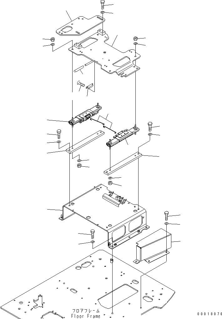 Komatsu parts book diagram for PC138US-2-A S/N 4501-UP: FLOOR FRAME (BASE) (FOR BLADE)