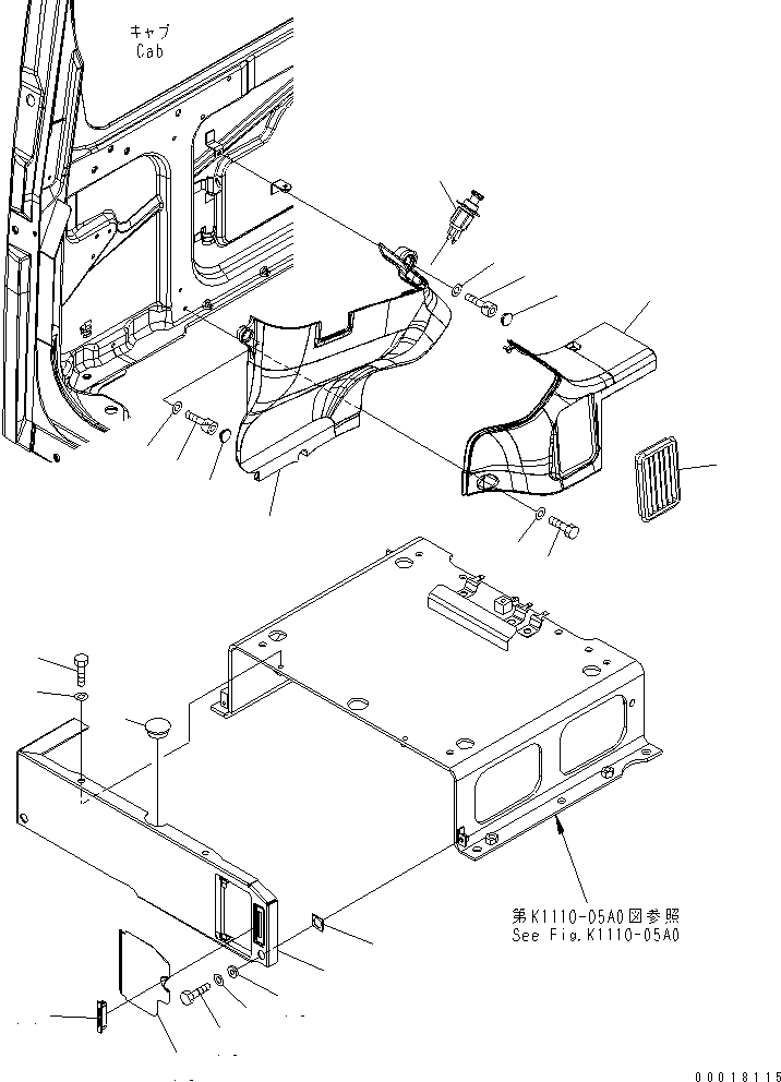 Komatsu parts book diagram for PC138US-2-A S/N 4501-UP: GARNISH COVER