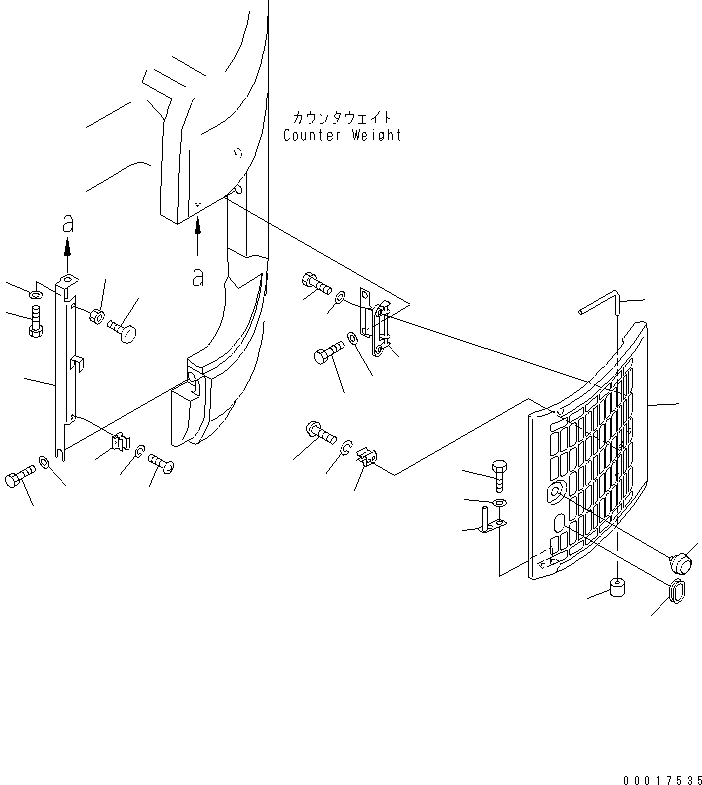 Komatsu parts book diagram for PC138US-2-A S/N 4501-UP: SIDE COVER L.H. (CONTER WEIGHT COVER)