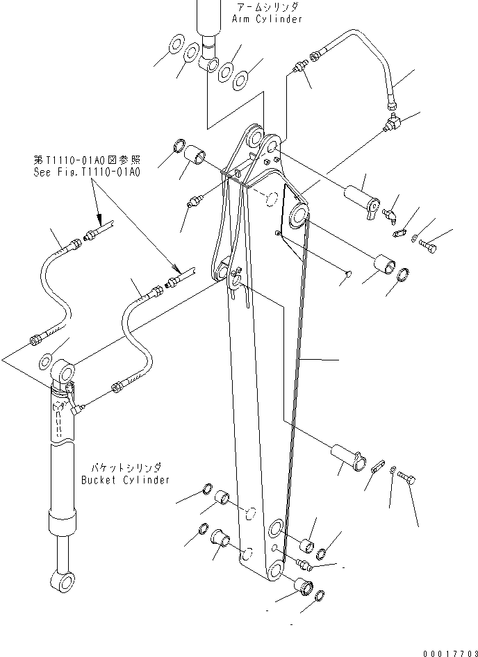 Komatsu parts book diagram for PC138US-2-A S/N 4501-UP: ARM (ARM AND PIN)