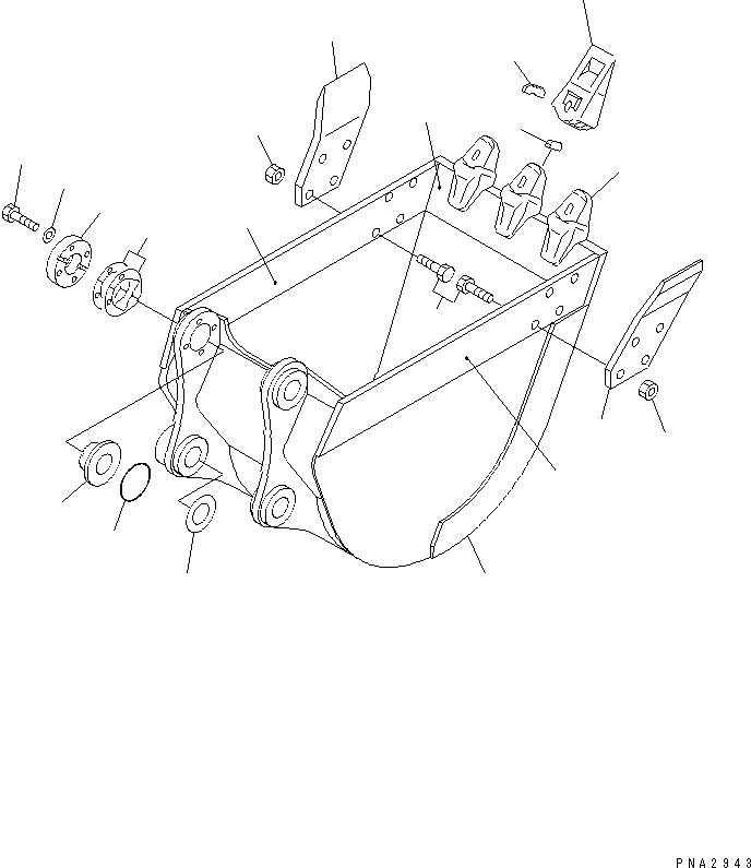 Komatsu parts book diagram for PC138US-2-A S/N 4501-UP: BUCKET ? 0.26M3 WIDTH 600MM (VERTICAL PIN TYPE)